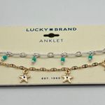 Lucky Brand 2-Pc Bead & Pave Star Charm Anklets in Two-Tone MSRP $29 NWT Photo 1