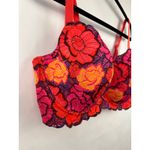 Adore Me  Lace Underwire Bra Red Pink Floral Full Coverage 44DDD Lingerie Bold Photo 2