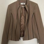 Jones Studio Camel Brown Zip Up Pleated Blazer Jacket with Black Accents Photo 2