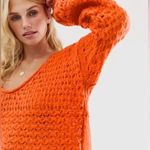  Sweaters Free People Crashing Waves Orange Pullover Sweater Photo 1