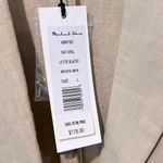 Michael Stars Lottie Linen Blazer Natural Large Khaki Tan One Button Long Photo 4