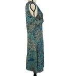 Zadig & Voltaire Small Asymmetrical Dress Sleeveless Deep V-Neck Teal Abstract Photo 4