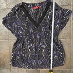 Elle Black and Purple Chevron Abstract Blouse Size XL Photo 5