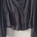 Revolve AFRM  Black Babydoll Top Long Sleeve Zip Up Zipper Sweetheart Neckline M Photo 7