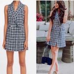 ZARA  Navy and White Plaid Blazer Dress Photo 4