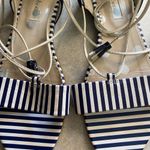 Boden White Navy Striped Sienna Leather Boating Coastal Grandma Nautical… Size 7 Photo 2