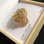 Gold rope ring with 3 big diamonds size 5 New Photo 6