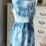 YA Los Angeles  Blue Tie Dye Denim Look Collared Dress Womens Small Summer Photo 6