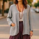 J.Jill Women’s Boho Flowey Linen Open Cardigan Blouse Large Photo 0