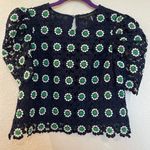 English Factory NWT  Navy Short Sleeve Flower Embroidery Blouse Photo 2
