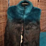 Cejon Turquoise and Black Faux Fur Vest Blue Photo 0