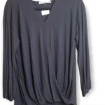 Vine & Love Black Small(S) hi-low drape v-neckline long sleeves top blouse Photo 0