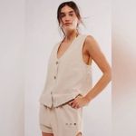 Free People So Fresh Neutral Wet Plaster Vest Shorts Set Size Medium NEW NWT Photo 3
