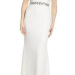 Adrianna Papell Ruffle Sleeve Crepe Gown Ivory Photo 0