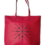 Christmas NWT Crabtree & Evelyn Large Red Tote Bag Laser Cut Vegan Leather Photo 0