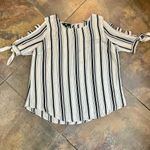 Iz Byer  Striped Cold Shoulder Blouse Large Photo 5