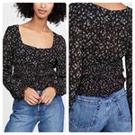 Free People  Printed Lolita Top In Black Combo Photo 1