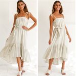 Hello Molly NWT Indikah by Angel Biba tied shoulder tent trapeze striped midi dress Photo 8