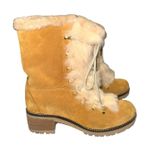 Montelliana Shearling Fur Suede Boots 37 Yellow Size 7 Photo 2