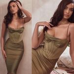 House Of CB House‎ of CB Myrna Olive green Corset Slip Dress size L NWOT Photo 1