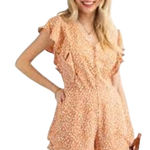 Kori America Leopard Print Ruffle Romper Size Small Orange Photo 0