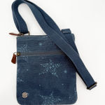 Life is Good Purse Road Trip Denim Blue Star Crossbody Bag Zipper Cotton Blend Photo 0