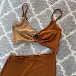SheIn color brown block o-ring cut out detail mini dress Photo 3