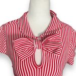 Tatyana Red White Striped Bow Blouse Retro Quirky Puff Sleeve Top Whimsical Photo 1