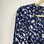 Classiques Entier  Blue Abstract Print Silk Long Sleeve Boho Blouse Womens M Photo 1