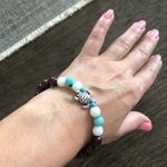Handmade Turtles Turquoise and wood beads  charm bracelet S/M Photo 1