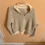 DONNI. Cream Quarter Zip Sherpa Pullover Size L Photo 1