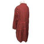 Violet Red Black Plaid Checkered Long Sleeve Button Tiered Midi Shirt Dress 18 Photo 1