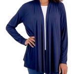 Karen Scott Blue Draped Waterfall Open Cardigan S Photo 0