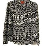 Missoni  Womens Blouse Black White Chevron Long Sleeve Boho Top Photo 0
