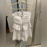 Olivaceous white halter tie romper with cutouts Photo 2