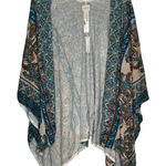 Chico's Womens Camp Size Small Blue Multi Floral Cotton Blend Drape Photo 0