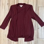 Coldwater Creek  Burgundy Open Front One Piece Cardigan - Shirt Top in Knit Photo 0