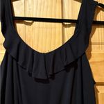 Loft  Jumpsuit Womens S Black Sleeveless Ruffle Neck Wide Leg Pockets Lightweight Photo 4