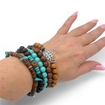 Handmade  wooden beads stretch bracelets Set of 5, NEW! Photo 0