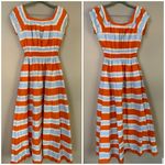 Ann Mashburn stripe Cotton Blend short cap sleeve smock midi Garden Dress Small Photo 6