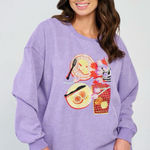 Pearl Brunch Graphic Embroidered Pullover Sweatshirt in lavender Purple Size XL Photo 0
