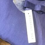 New Nexx York Womens Split V Neck Hi Low Silk Blouse Top Navy Patrion XS NWT Blue Photo 4