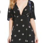 Free People  Mockingbird Black Floral Deep V-Neck Open-Back Lace Mini Dress Sz 2 Photo 10