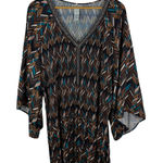 Catherines  Chevron Pleated Beaded Tunic Top Size 5X Multicolor Lightweight Boho Photo 0