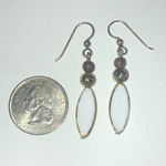 Brighton Silver Tone White Brown Shell Slice Beaded Dangling Pierced Earrings Photo 3
