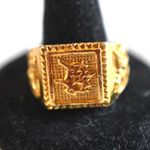 Source Unknown Dashing Oriental Character Gold Tone Etched Bird Design Band Size 12 NWOT Ring Photo 0