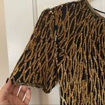 Laurence Kazar VINTAGE 80s 90s  100% silk gold black sequin‎ dress Photo 8