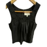7 For All Mankind  Black Causal Blouse Sleeveless Top 100% Silk w/ Eyelet Pattern‎ Photo 2