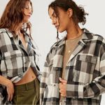 We The Free Free People Izzie Plaid Oversized Cargo Shirt Jacket Shacket Large Grunge 90s Photo 0
