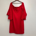 Calvin Klein Dress Women Size 20W Red Around Knee Length Tiered Bell Sleeve Photo 3